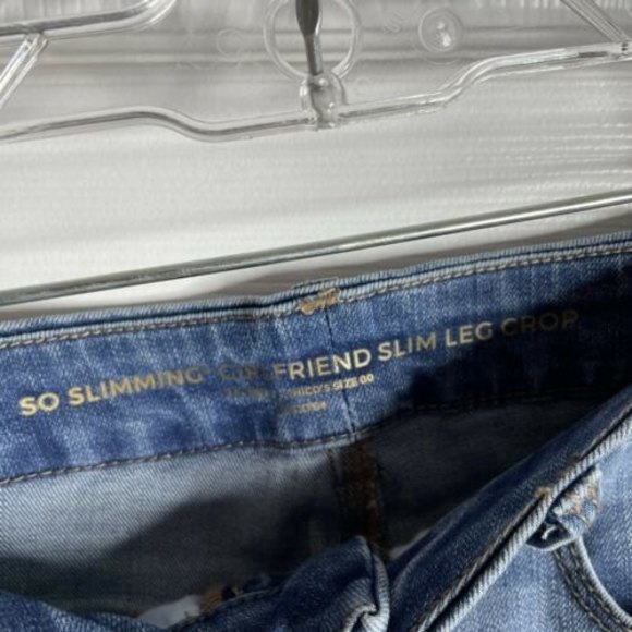 Chicos 00 Jeans So Slimming Girlfriend Ankle Mid Rise Crop Women’s 2 Blue New - Picture 4 of 6